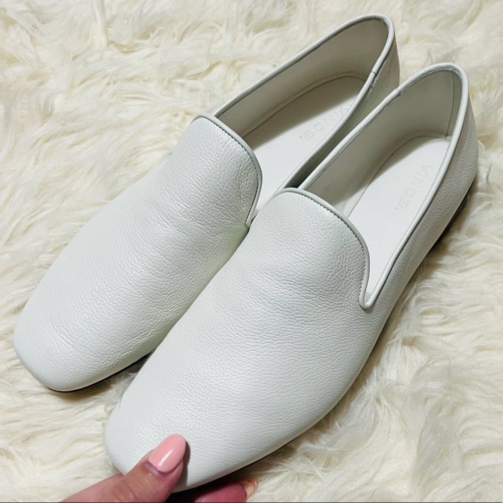 Vince white 100% leather loafers flats shoes 8